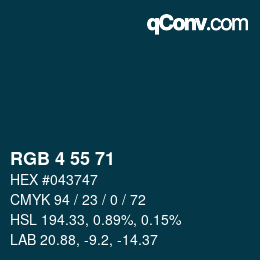 Color code: RGB 4 55 71 | qconv.com