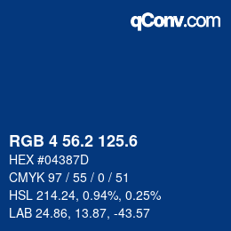 カラーコード: RGB 4 56.2 125.6 | qconv.com