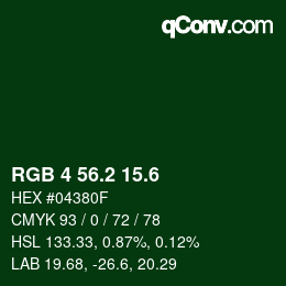 カラーコード: RGB 4 56.2 15.6 | qconv.com