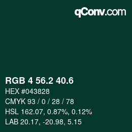 カラーコード: RGB 4 56.2 40.6 | qconv.com