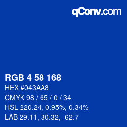Color code: RGB 4 58 168 | qconv.com