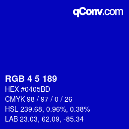 カラーコード: RGB 4 5 189 | qconv.com