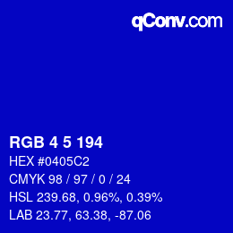Color code: RGB 4 5 194 | qconv.com