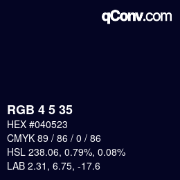 Color code: RGB 4 5 35 | qconv.com