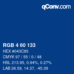 カラーコード: RGB 4 60 133 | qconv.com