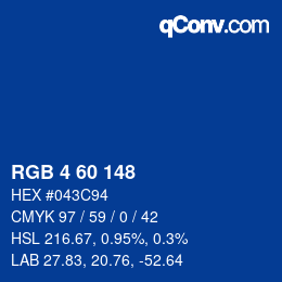 颜色代码: RGB 4 60 148 | qconv.com