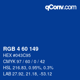 颜色代码: RGB 4 60 149 | qconv.com