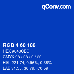 カラーコード: RGB 4 60 188 | qconv.com