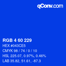 カラーコード: RGB 4 60 229 | qconv.com
