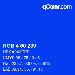 カラーコード: RGB 4 60 239 | qconv.com