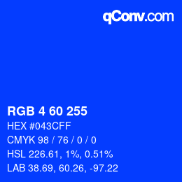 カラーコード: RGB 4 60 255 | qconv.com