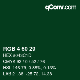 Color code: RGB 4 60 29 | qconv.com