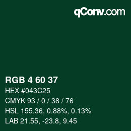 Color code: RGB 4 60 37 | qconv.com