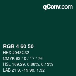 カラーコード: RGB 4 60 50 | qconv.com