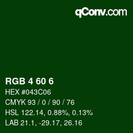 Color code: RGB 4 60 6 | qconv.com