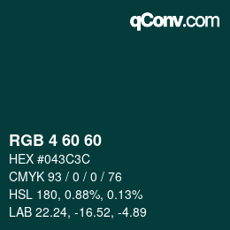 カラーコード: RGB 4 60 60 | qconv.com
