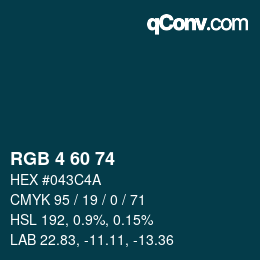 颜色代码: RGB 4 60 74 | qconv.com