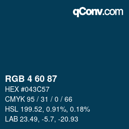 カラーコード: RGB 4 60 87 | qconv.com