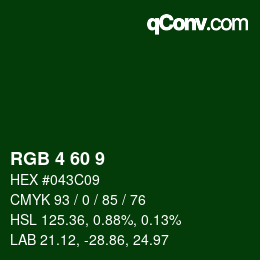 Color code: RGB 4 60 9 | qconv.com
