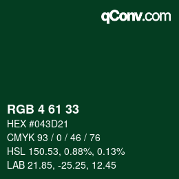 Color code: RGB 4 61 33 | qconv.com
