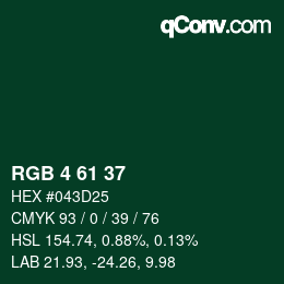 Color code: RGB 4 61 37 | qconv.com