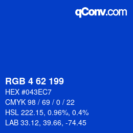 Color code: RGB 4 62 199 | qconv.com