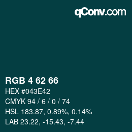 Color code: RGB 4 62 66 | qconv.com