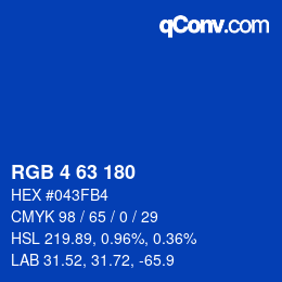 Color code: RGB 4 63 180 | qconv.com