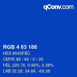 Color code: RGB 4 63 188 | qconv.com