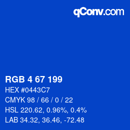 Color code: RGB 4 67 199 | qconv.com