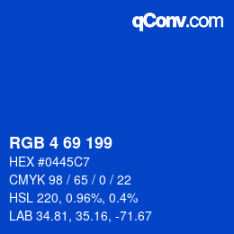 Color code: RGB 4 69 199 | qconv.com