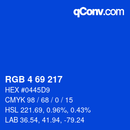 Color code: RGB 4 69 217 | qconv.com