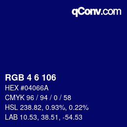 カラーコード: RGB 4 6 106 | qconv.com