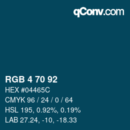カラーコード: RGB 4 70 92 | qconv.com