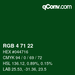 Color code: RGB 4 71 22 | qconv.com