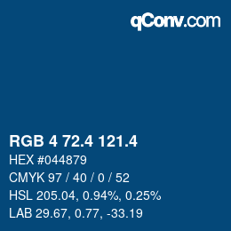 カラーコード: RGB 4 72.4 121.4 | qconv.com