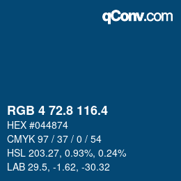カラーコード: RGB 4 72.8 116.4 | qconv.com