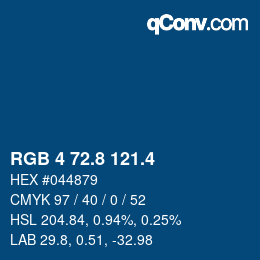 カラーコード: RGB 4 72.8 121.4 | qconv.com