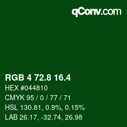 カラーコード: RGB 4 72.8 16.4 | qconv.com