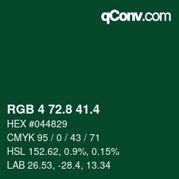 カラーコード: RGB 4 72.8 41.4 | qconv.com