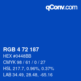 Color code: RGB 4 72 187 | qconv.com