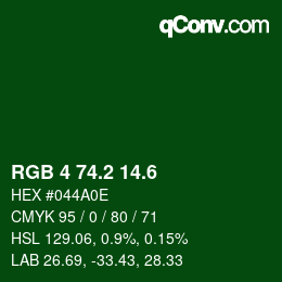 カラーコード: RGB 4 74.2 14.6 | qconv.com