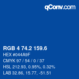 カラーコード: RGB 4 74.2 159.6 | qconv.com