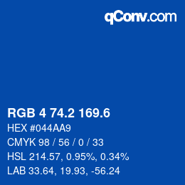 カラーコード: RGB 4 74.2 169.6 | qconv.com