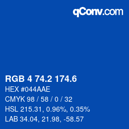 カラーコード: RGB 4 74.2 174.6 | qconv.com