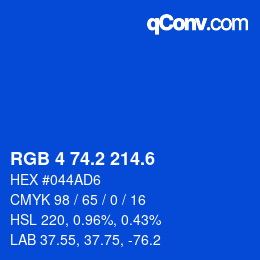 カラーコード: RGB 4 74.2 214.6 | qconv.com