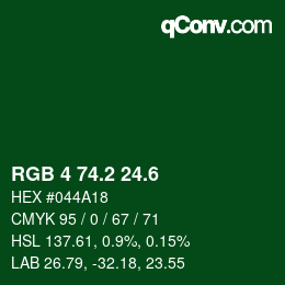 カラーコード: RGB 4 74.2 24.6 | qconv.com