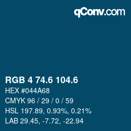 カラーコード: RGB 4 74.6 104.6 | qconv.com