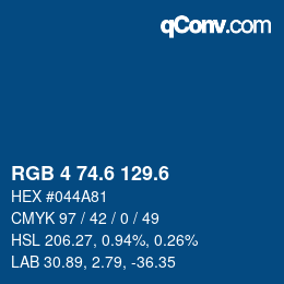 カラーコード: RGB 4 74.6 129.6 | qconv.com