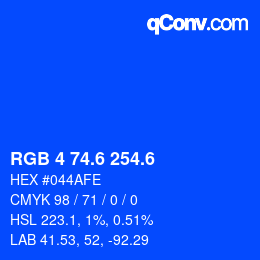 カラーコード: RGB 4 74.6 254.6 | qconv.com